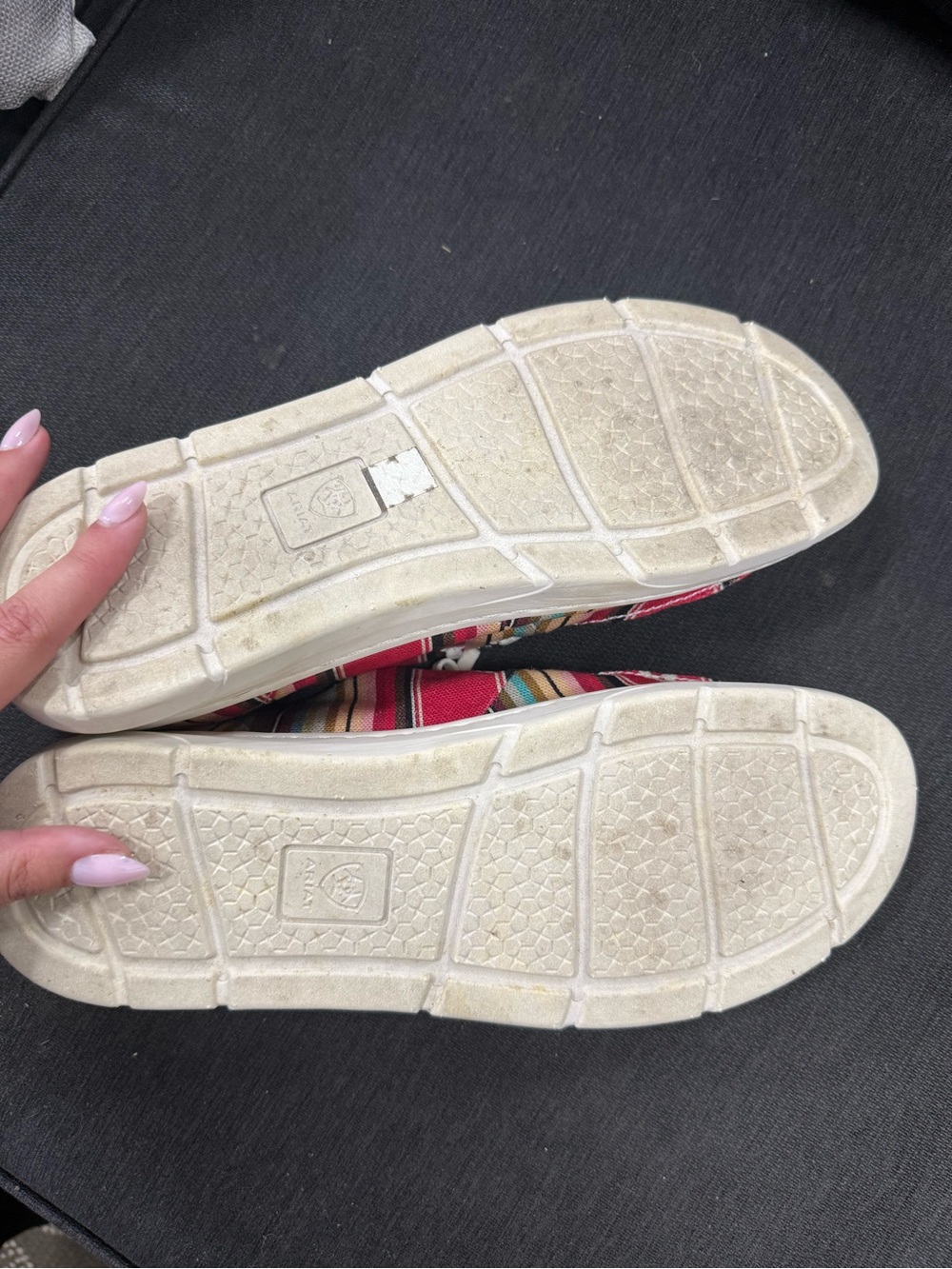 Ariat Striped Slip-On Flats in Red, Pink, Blue, Tan - Picture 2 of 4